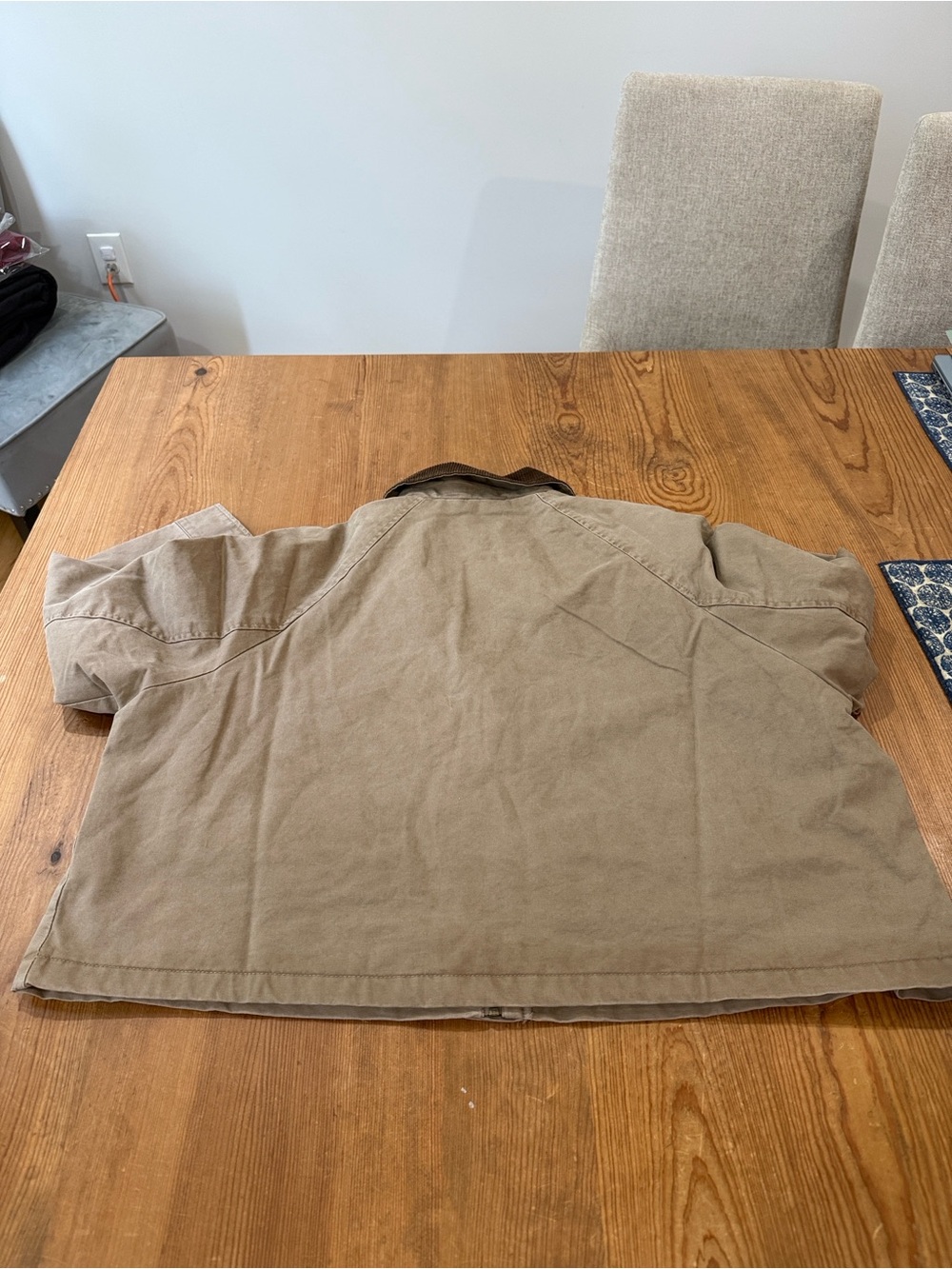 Hunter Tan Utility/Barn Jacket with Accent Brown Collar - Picture 8 of 9